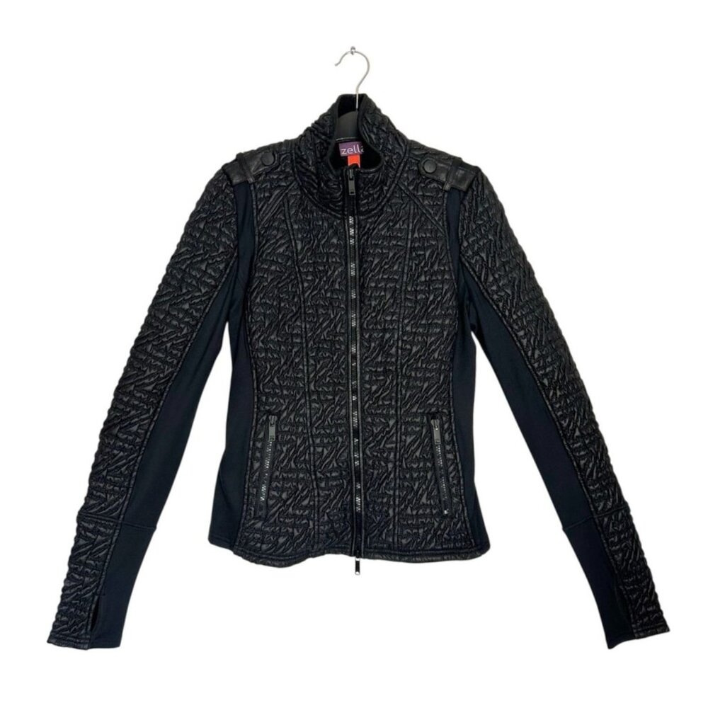 Zella Women's Activewear Quilted Moto Jacket in Black - Sz S